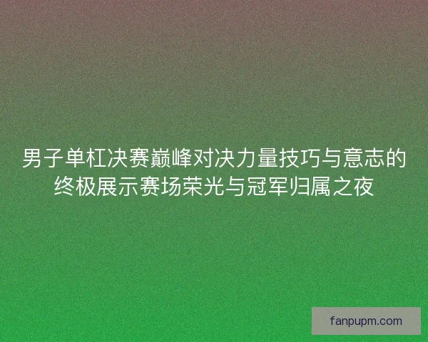 男子单杠决赛巅峰对决力量技巧与意志的终极展示赛场荣光与冠军归属之夜