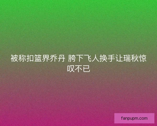 被称扣篮界乔丹 胯下飞人换手让瑞秋惊叹不已