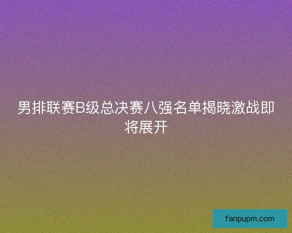 男排联赛B级总决赛八强名单揭晓激战即将展开