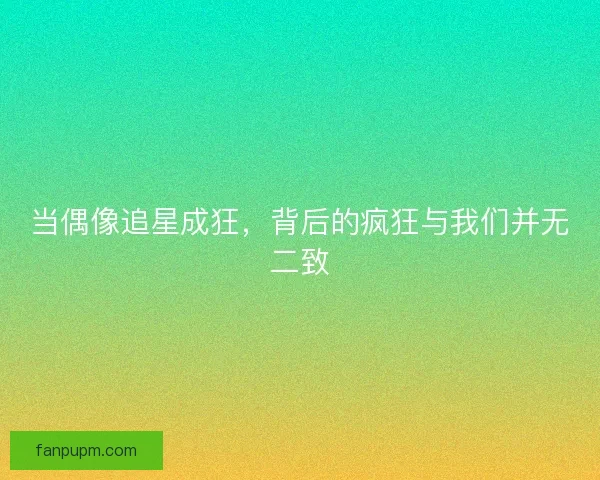 当偶像追星成狂，背后的疯狂与我们并无二致