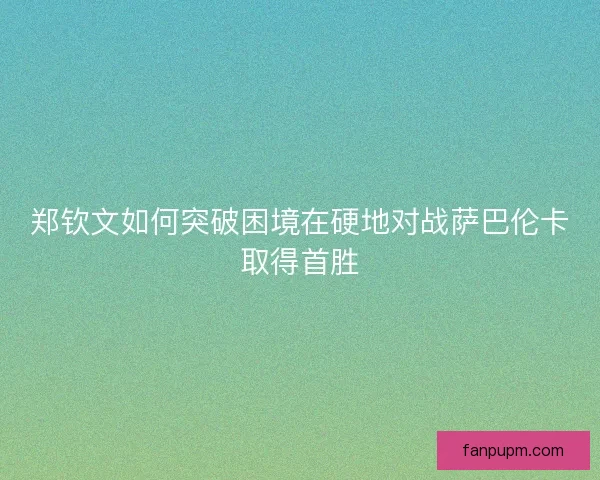 郑钦文如何突破困境在硬地对战萨巴伦卡取得首胜